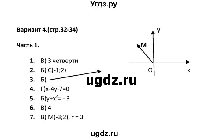 ГДЗ (Решебник) по геометрии 9 класс (тесты) А. В. Фарков / тема 2 / вариант 4 (часть) / 1