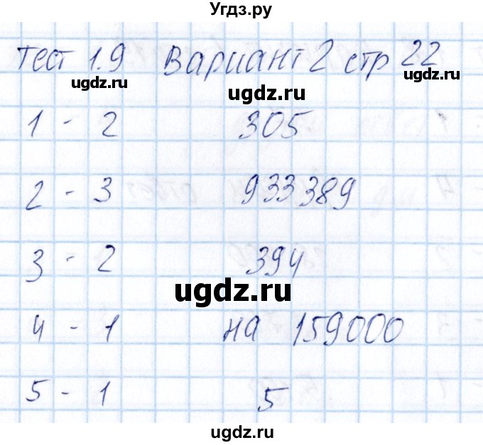 ГДЗ (Решебник) по математике 5 класс (тесты к учебнику Никольского) Журавлев С.Г. / страница / 22