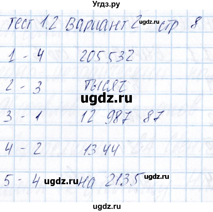 ГДЗ (Решебник) по математике 5 класс (тесты к учебнику Никольского) Журавлев С.Г. / страница / 8