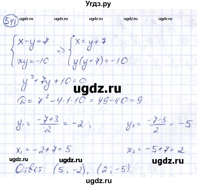 ГДЗ (Решебник) по алгебре 9 класс (сборник заданий) Кузнецова Л.В. / задания / 541