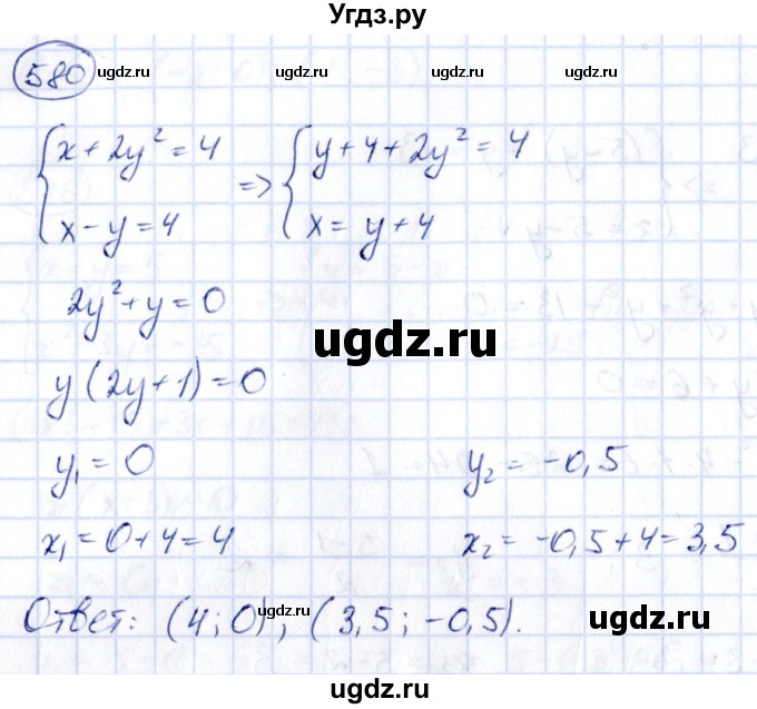 ГДЗ (Решебник) по алгебре 9 класс (сборник заданий) Кузнецова Л.В. / задания / 580