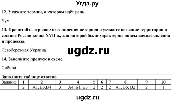 ГДЗ (Решебник к контрольным работам 2020) по истории 7 класс (контрольные работы) И.А. Артасов / глава 5 / работа 1 / вариант 1 (упражнение) / 12-14