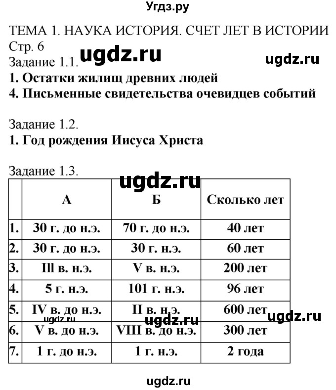 ГДЗ (Решебник) по истории 5 класс (рабочая тетрадь с комплектом контурных карт (Древнего мира)) Пономарев М.В. / страница / 6