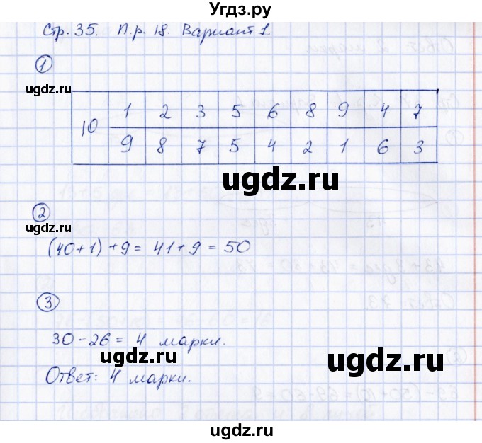 ГДЗ (Решебник) по математике 2 класс (Тетрадь для проверочных и контрольных работ) Р. Г. Чуракова / часть 1 / проверочные работы / проверочная работа 18 (вариант) / 1