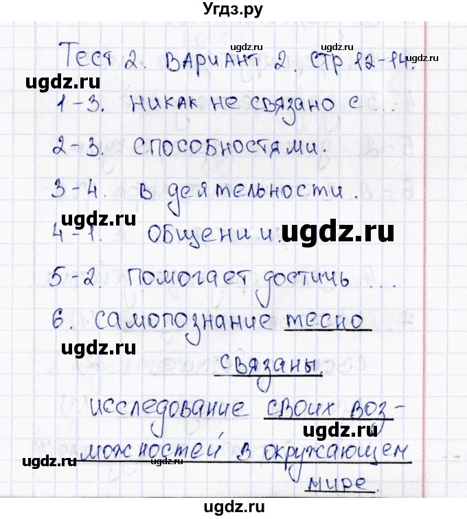 ГДЗ (Решебник 2016) по обществознанию 6 класс (тесты) Т. В. Коваль / тест 2 / Вариант 2