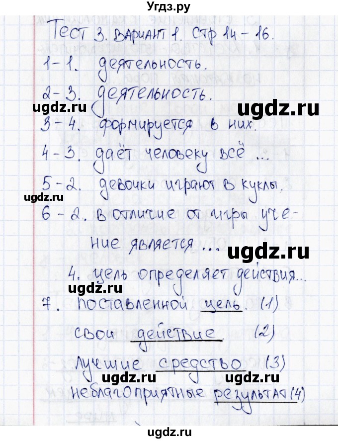 ГДЗ (Решебник 2016) по обществознанию 6 класс (тесты) Т. В. Коваль / тест 3 / Вариант 1