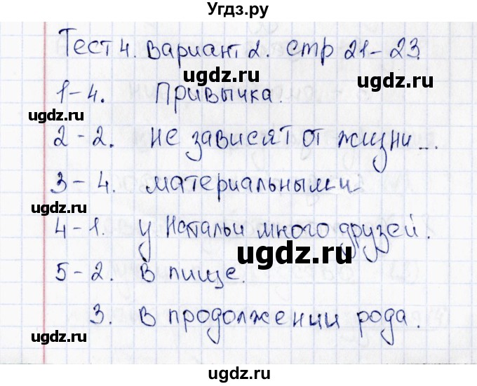 ГДЗ (Решебник 2016) по обществознанию 6 класс (тесты) Т. В. Коваль / тест 4 / Вариант 2