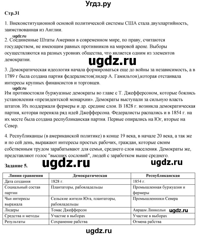 ГДЗ (Решебник) по истории 8 класс (рабочая тетрадь) Румянцев В.Я. / часть 2. страница / 31