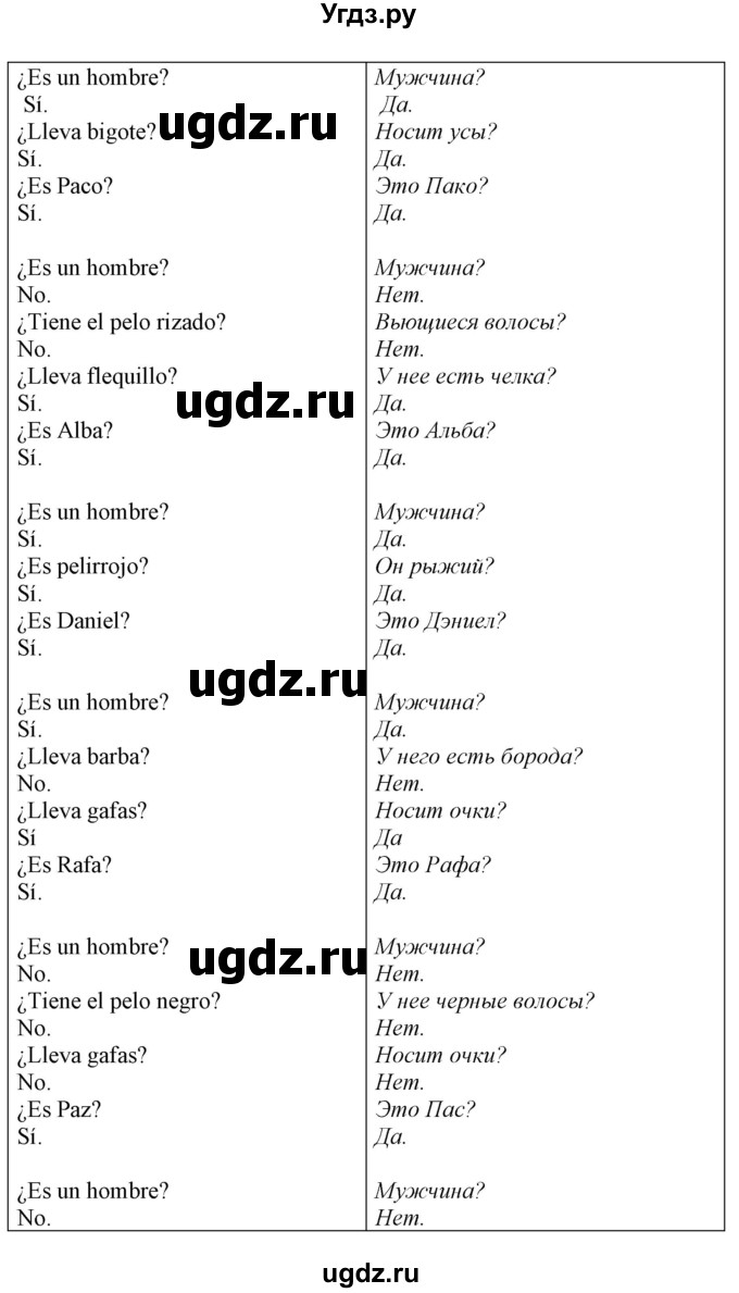 ГДЗ (Решебник) по испанскому языку 7 класс Цыбулева Т.Э. / часть 1. страница / 58(продолжение 5)