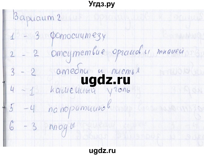 ГДЗ (Решебник) по биологии 5 класс (тесты) Н. А. Богданов / Растения (вариант) / 2