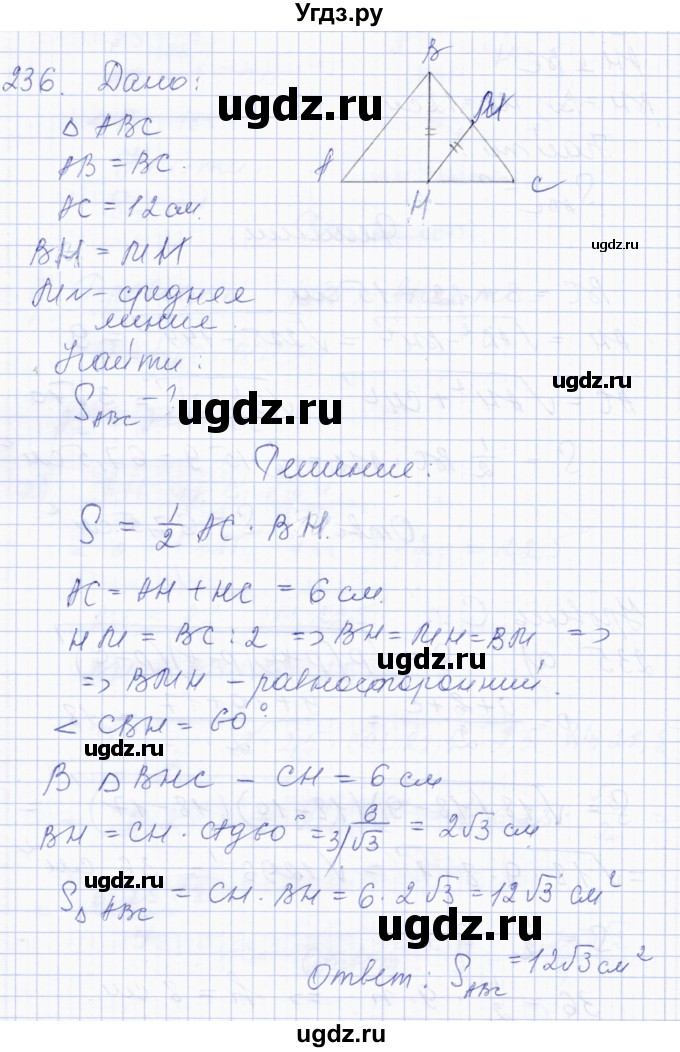 ГДЗ (Решебник) по геометрии 8 класс Солтан Г.Н. / задача / 236