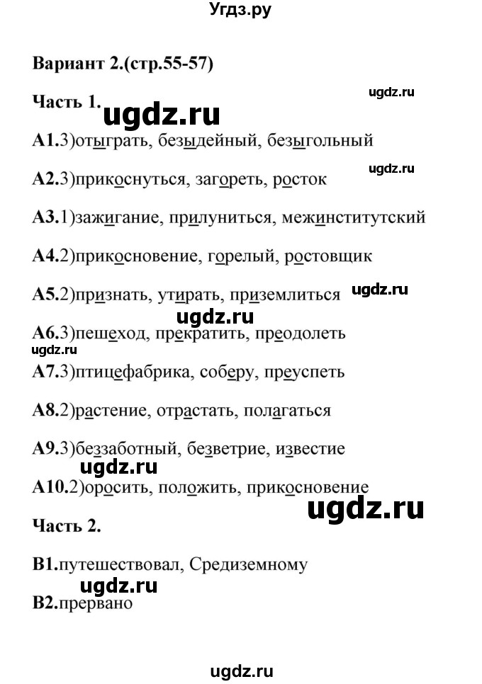 ГДЗ (Решебник) по русскому языку 6 класс (тесты) Е.В. Селезнева / часть 1 / тест 9 (вариант) / 2