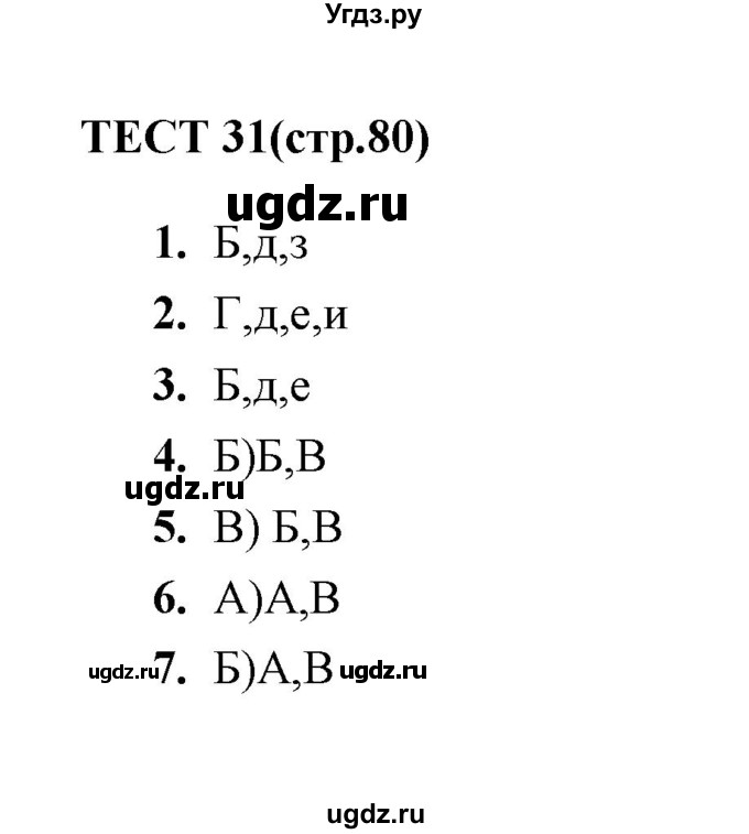 ГДЗ (Решебник) по русскому языку 6 класс (тесты) Е.М. Сергеева / тест / 31