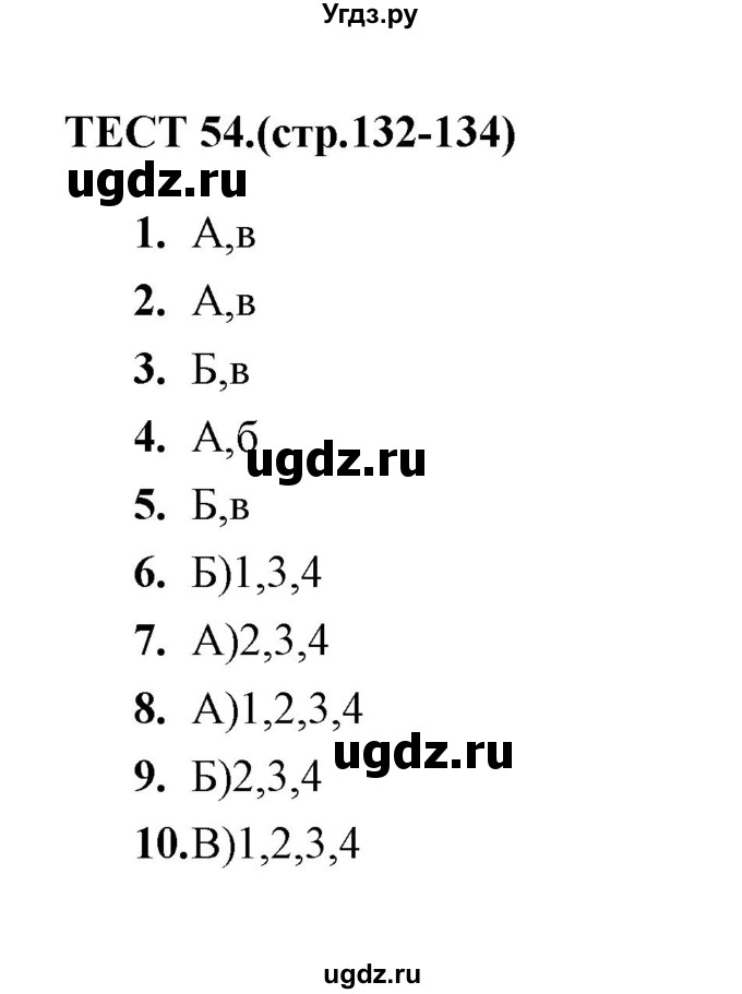 ГДЗ (Решебник 2014) по русскому языку 6 класс (тесты) Е.М. Сергеева / тест / 54