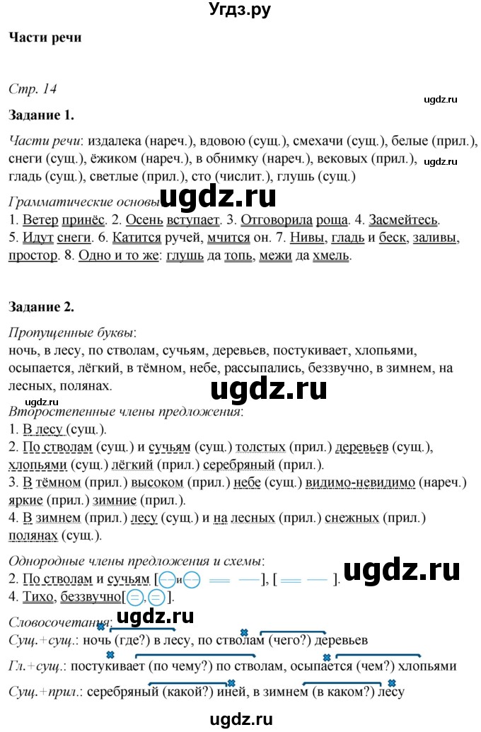 ГДЗ (Решебник) по русскому языку 6 класс (рабочая тетрадь) Фокина О.А. / часть 1. страница / 14