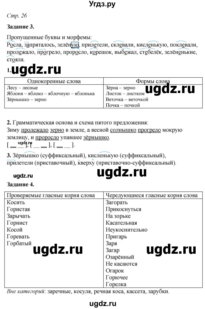 ГДЗ (Решебник) по русскому языку 6 класс (рабочая тетрадь) Фокина О.А. / часть 1. страница / 26