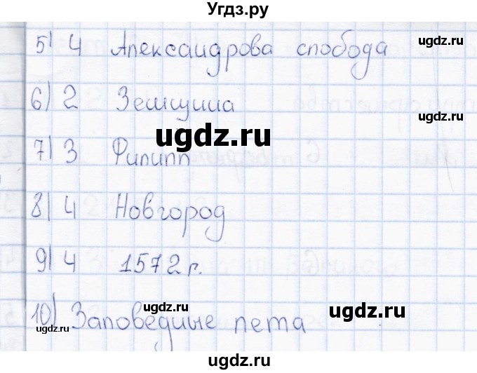 ГДЗ (Решебник) по истории 7 класс (тесты) С. Е. Воробьева / часть 1 / тест 10 (вариант) / 1(продолжение 2)