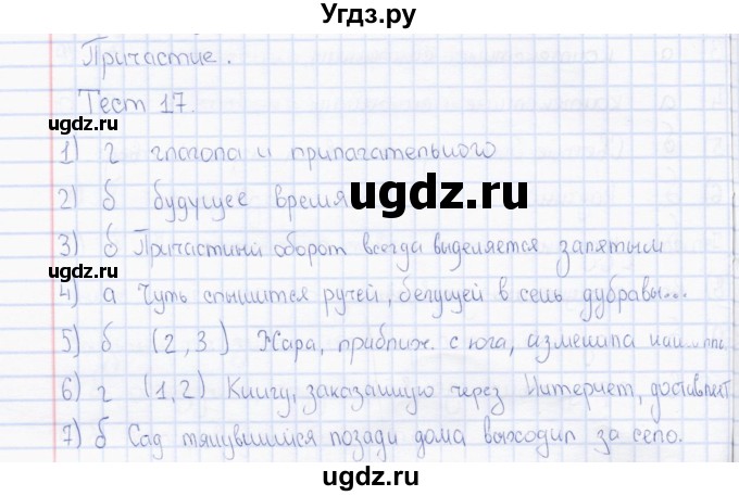 ГДЗ (Решебник) по русскому языку 7 класс (тесты) Е. М. Сергеева / тест / 17