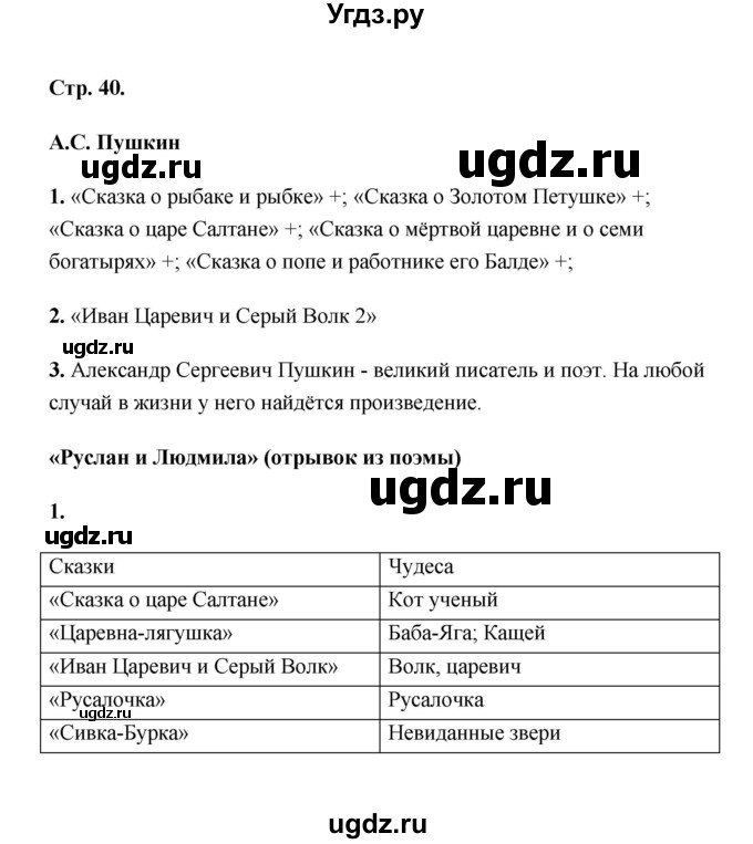 ГДЗ (Решебник) по литературе 2 класс (рабочая тетрадь) Е.М. Тихомирова / часть 1 (страница) / 40