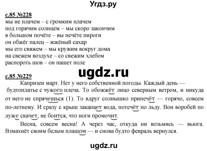 ГДЗ (Решебник) по русскому языку 3 класс Репкин В.В. / часть 2. страница / 85