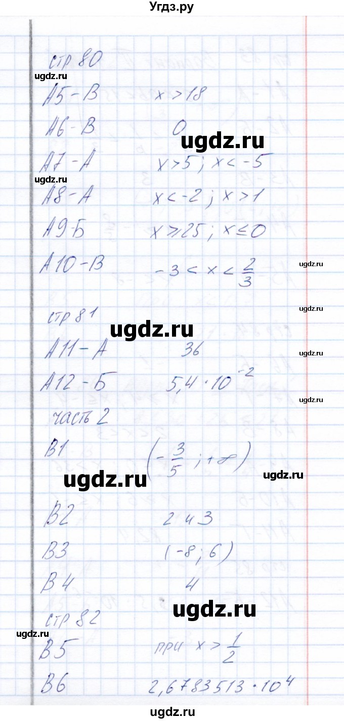 ГДЗ (Решебник) по алгебре 8 класс (тесты) Е.М. Ключникова / тест 6 (вариант) / 1(продолжение 2)