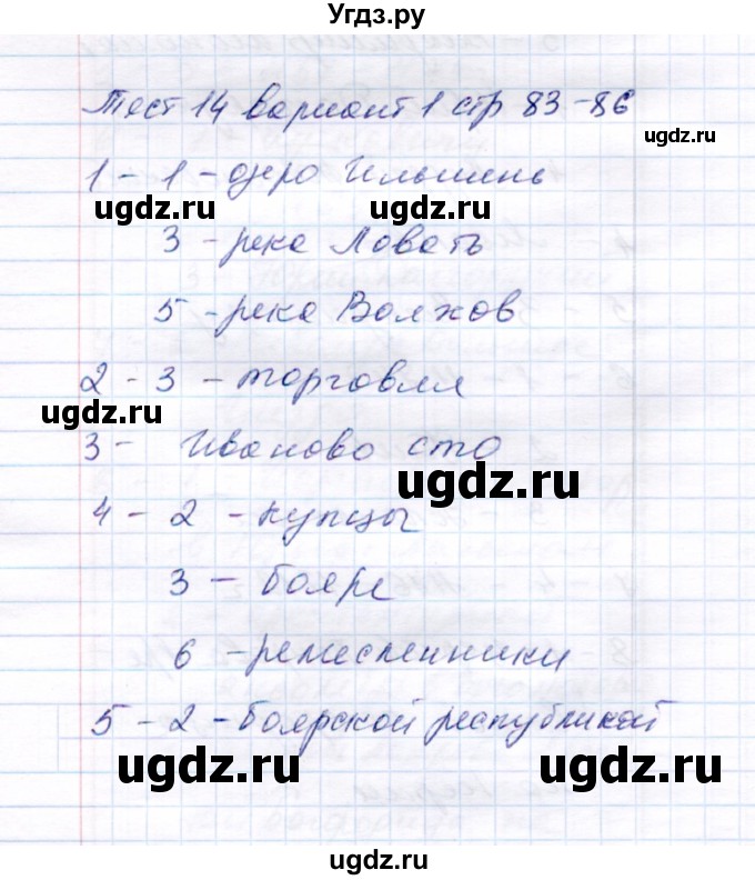 ГДЗ (Решебник) по истории 6 класс (тесты) С. Е. Воробьева / часть 1 / тест 14 (вариант) / 1