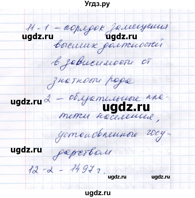 ГДЗ (Решебник) по истории 6 класс (тесты) С. Е. Воробьева / часть 2 / тест 26 (вариант) / 1(продолжение 2)