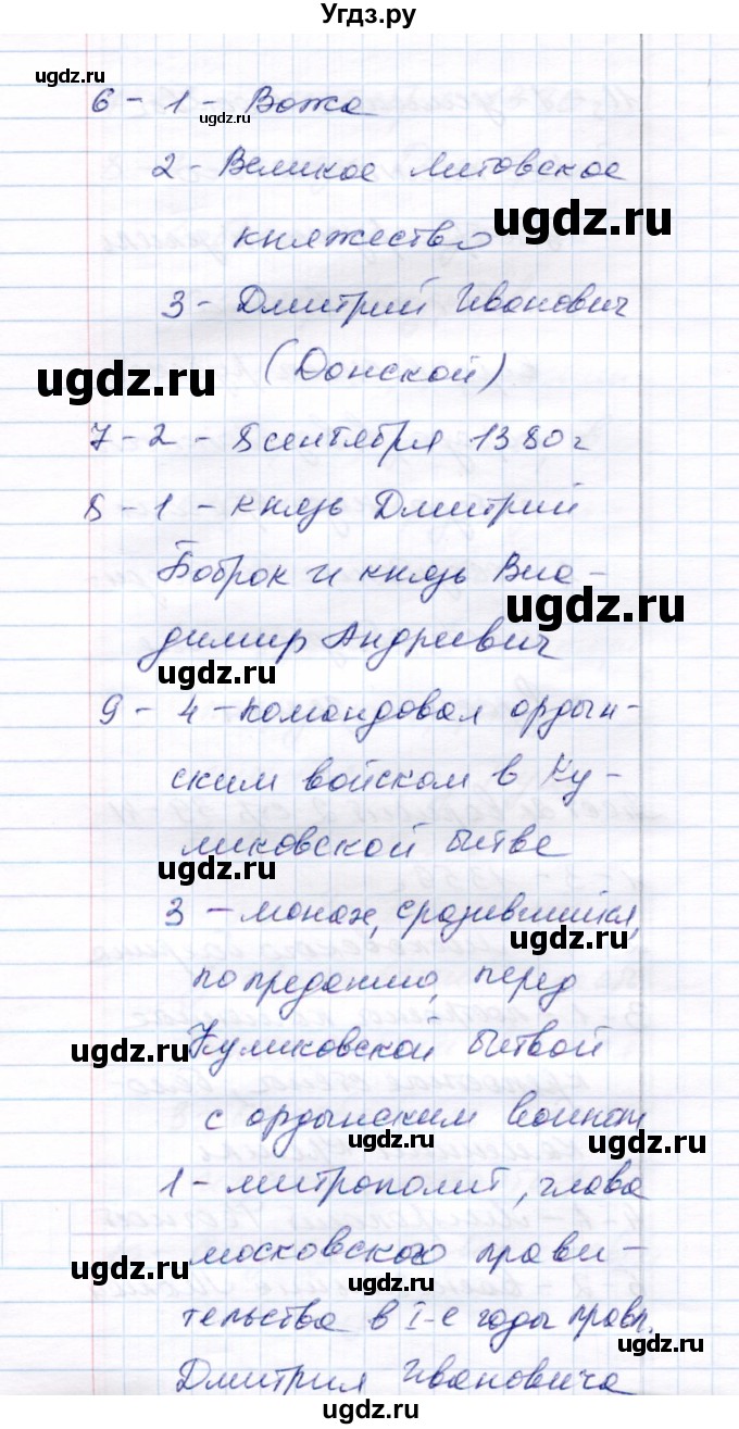 ГДЗ (Решебник) по истории 6 класс (тесты) С. Е. Воробьева / часть 2 / тест 21 (вариант) / 2(продолжение 2)