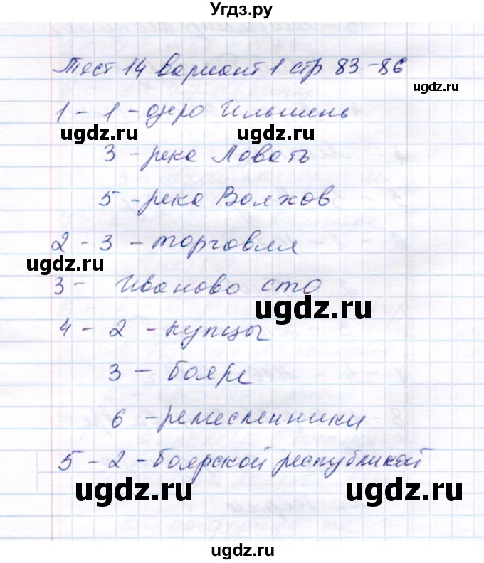 ГДЗ (Решебник 2017) по истории 6 класс (тесты) С. Е. Воробьева / тест 14 / Вариант 1