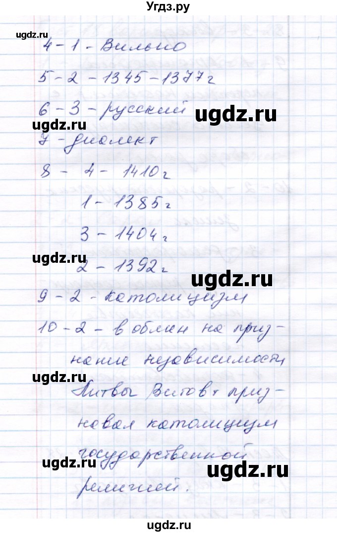 ГДЗ (Решебник 2017) по истории 6 класс (тесты) С. Е. Воробьева / тест 19 / Вариант 1(продолжение 2)
