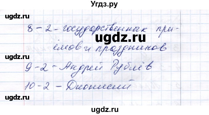 ГДЗ (Решебник 2017) по истории 6 класс (тесты) С. Е. Воробьева / тест 27 / Вариант 1(продолжение 2)