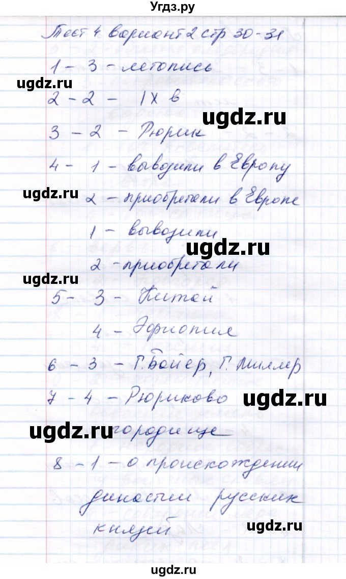 ГДЗ (Решебник 2017) по истории 6 класс (тесты) С. Е. Воробьева / тест 4 / Вариант 2