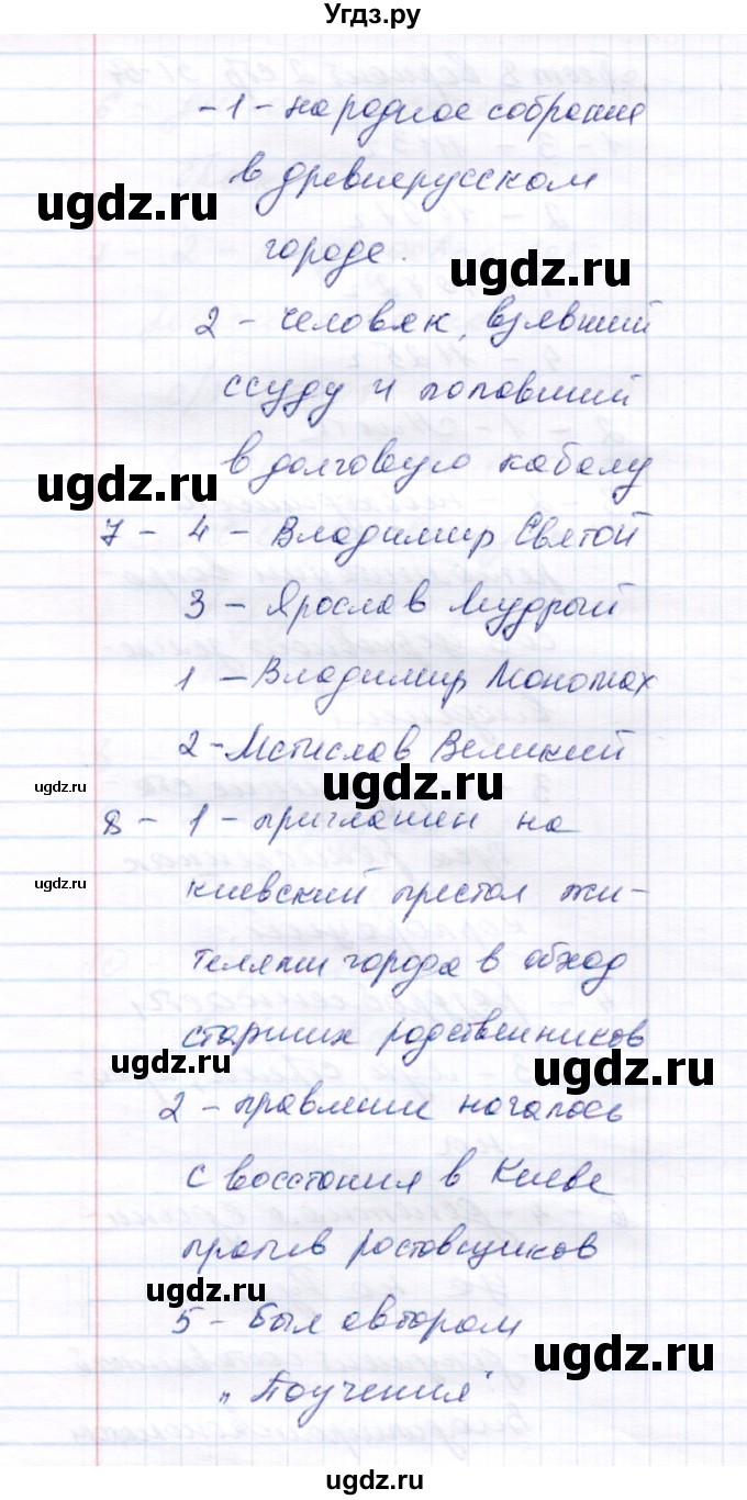 ГДЗ (Решебник 2017) по истории 6 класс (тесты) С. Е. Воробьева / тест 8 / Вариант 1(продолжение 2)