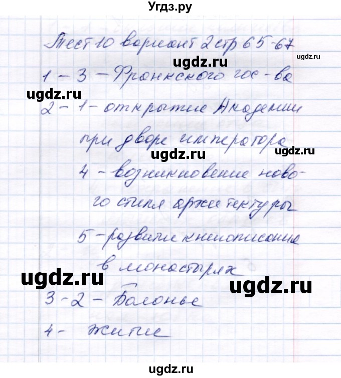 ГДЗ (Решебник 2017) по истории 6 класс (тесты) С. Е. Воробьева / тест 10 / Вариант 2