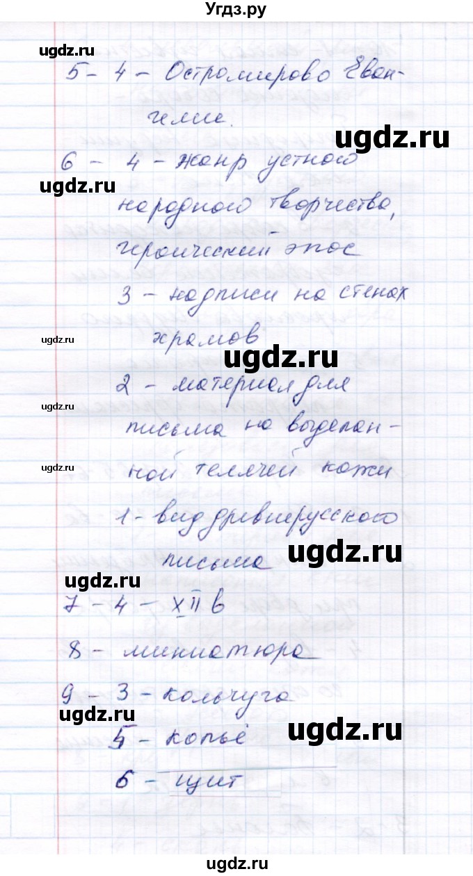 ГДЗ (Решебник 2017) по истории 6 класс (тесты) С. Е. Воробьева / тест 10 / Вариант 2(продолжение 2)