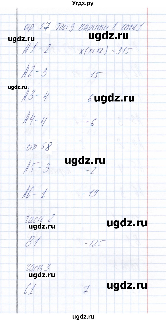 ГДЗ (Решебник) по алгебре 8 класс (тесты) Ю.А. Глазков / тест 9 (вариант) / 1