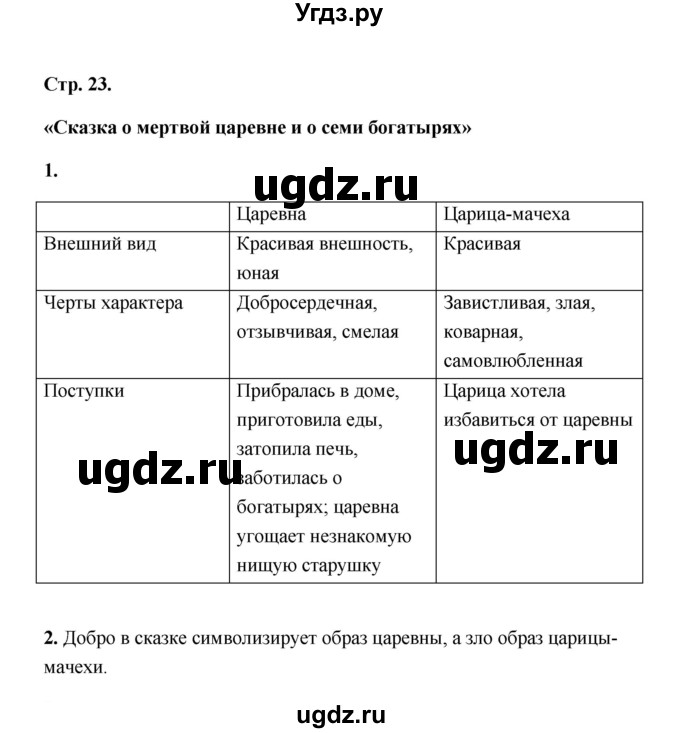 ГДЗ (Решебник) по литературе 4 класс (рабочая тетрадь) Е.М. Тихомирова / тетрадь №1. страница / 23(продолжение 2)