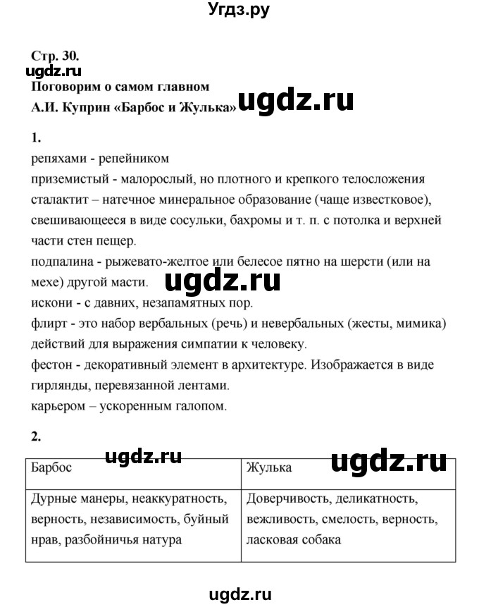 ГДЗ (Решебник) по литературе 4 класс (рабочая тетрадь) Е.М. Тихомирова / тетрадь №2. страница / 30