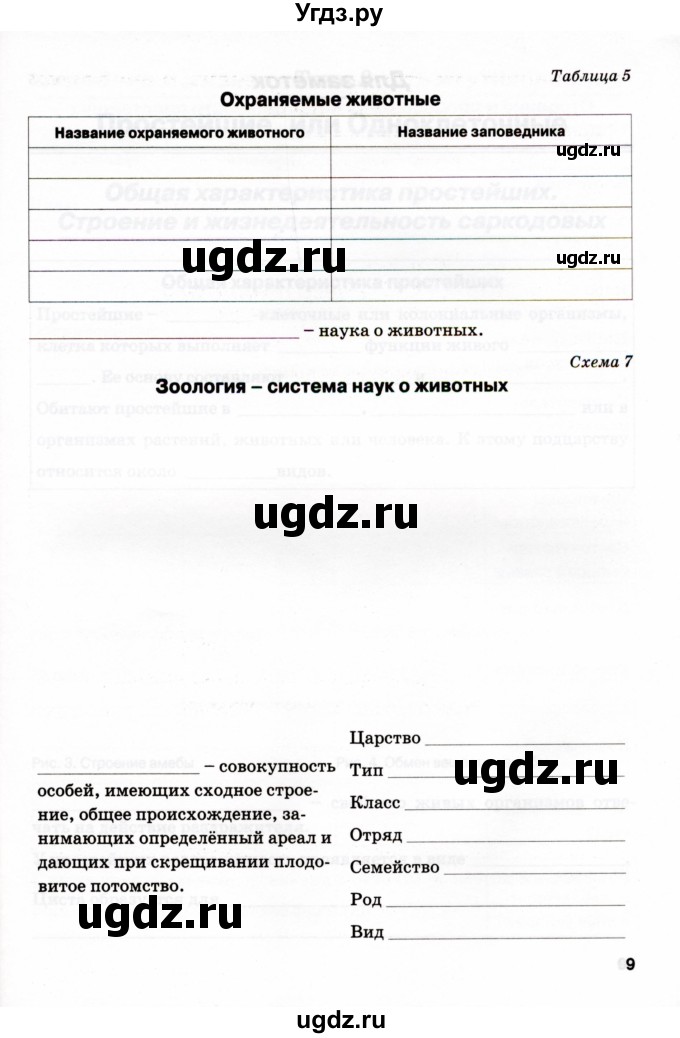 ГДЗ (Учебник) по биологии 7 класс (рабочая тетрадь) Н.Ф. Бодрова / тема 1 (страница) / 9