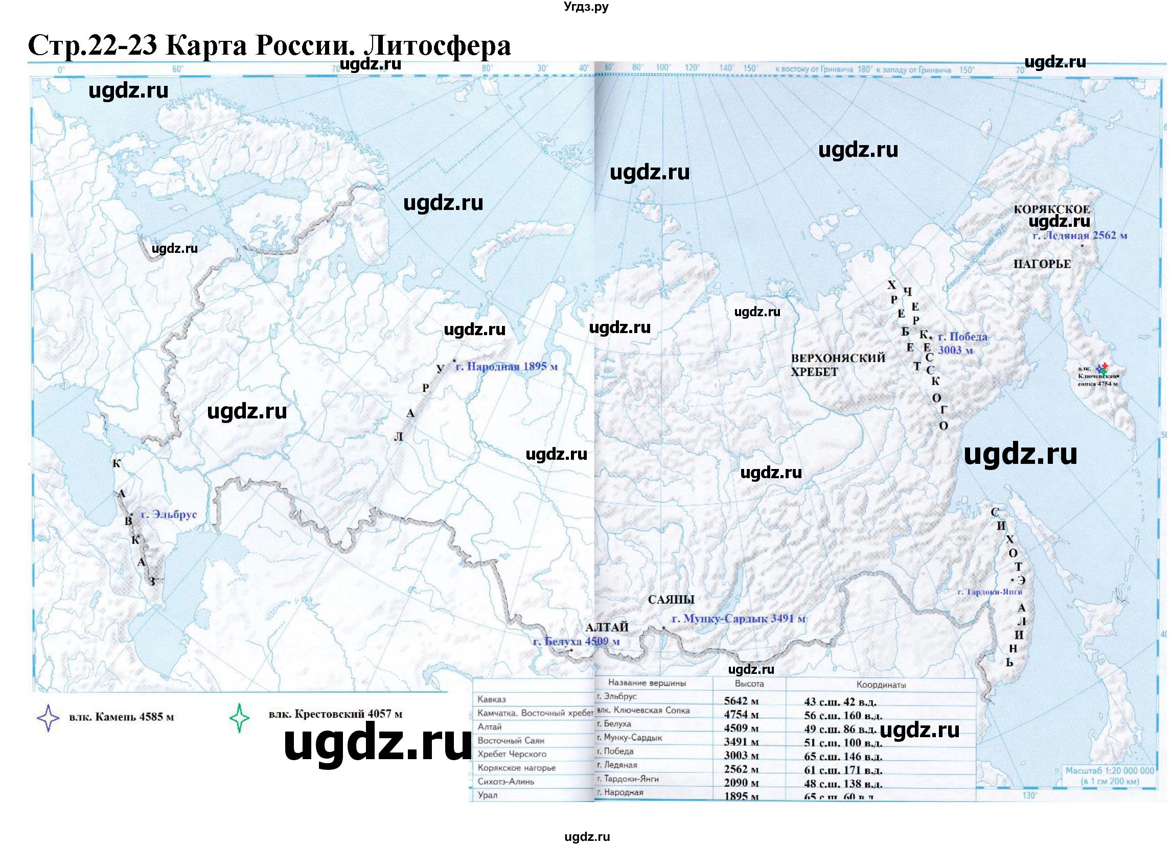 ГДЗ (Решебник) по географии 5 класс (контурные карты с заданиями) Летягин А.А. / страница / 22-23