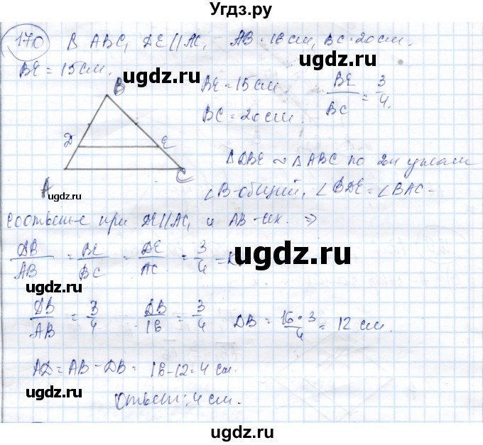 ГДЗ (Решебник) по геометрии 9 класс Солтан Г.Н. / задача / 170