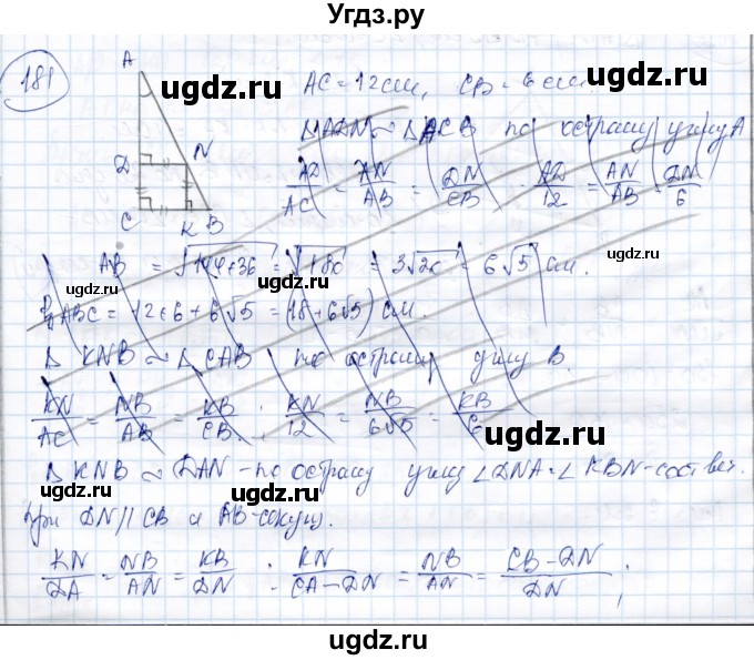 ГДЗ (Решебник) по геометрии 9 класс Солтан Г.Н. / задача / 181