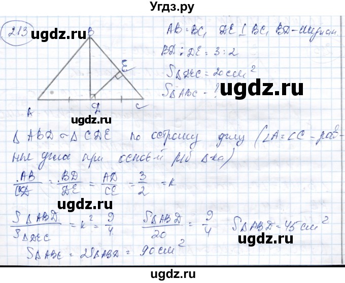 ГДЗ (Решебник) по геометрии 9 класс Солтан Г.Н. / задача / 213