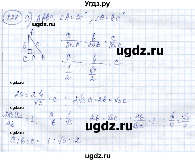 ГДЗ (Решебник) по геометрии 9 класс Солтан Г.Н. / задача / 228