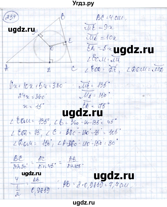 ГДЗ (Решебник) по геометрии 9 класс Солтан Г.Н. / задача / 234