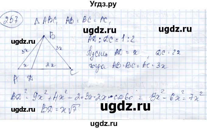 ГДЗ (Решебник) по геометрии 9 класс Солтан Г.Н. / задача / 257
