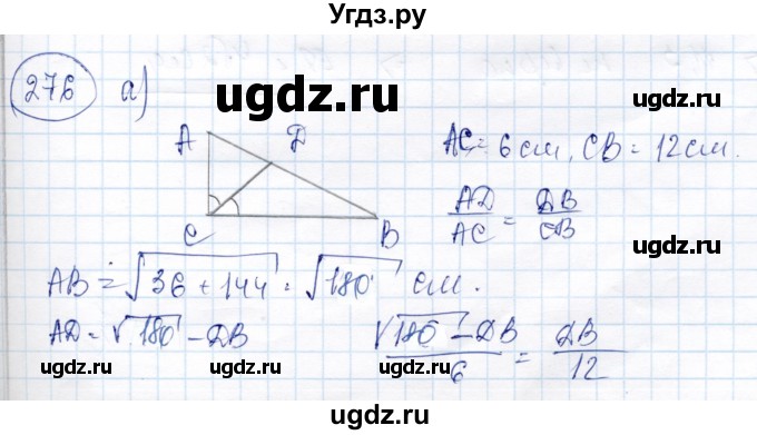 ГДЗ (Решебник) по геометрии 9 класс Солтан Г.Н. / задача / 276
