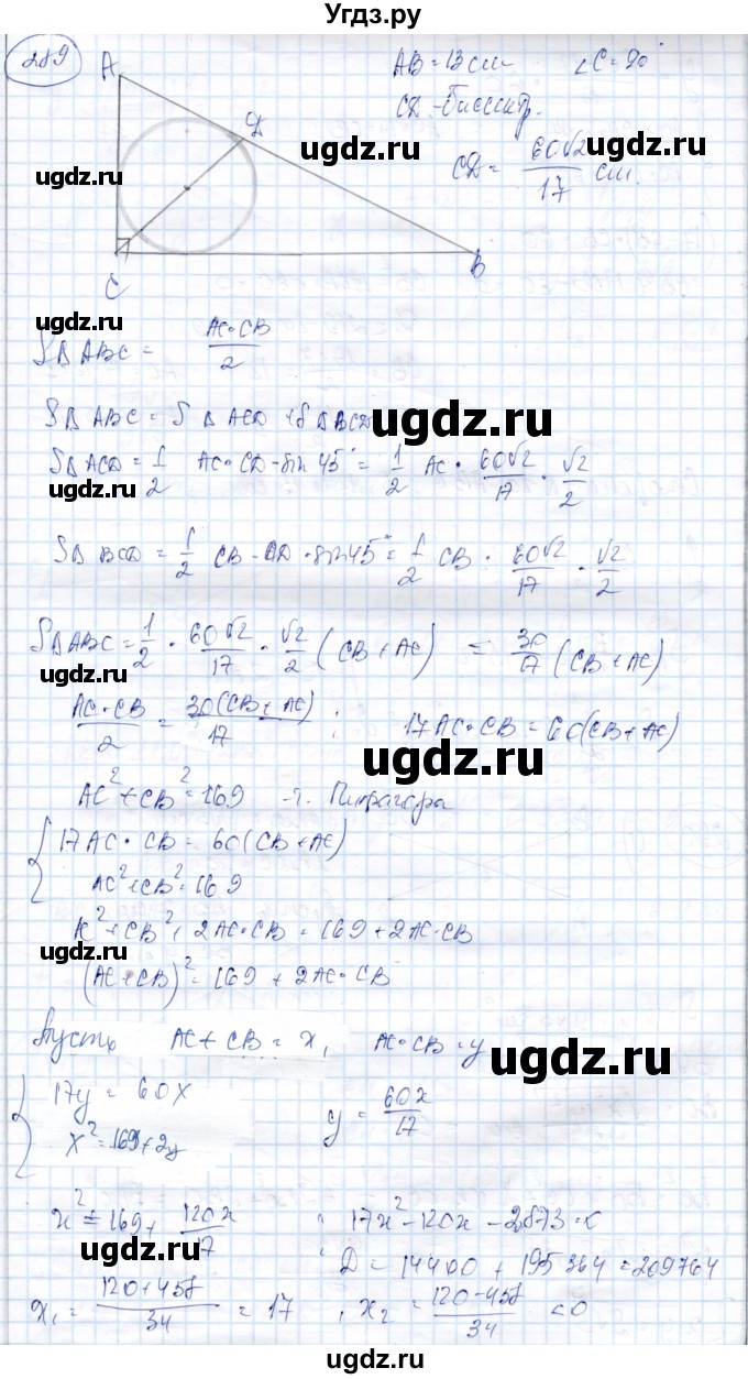 ГДЗ (Решебник) по геометрии 9 класс Солтан Г.Н. / задача / 289