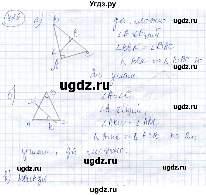 ГДЗ (Решебник) по геометрии 9 класс Солтан Г.Н. / задача / 429
