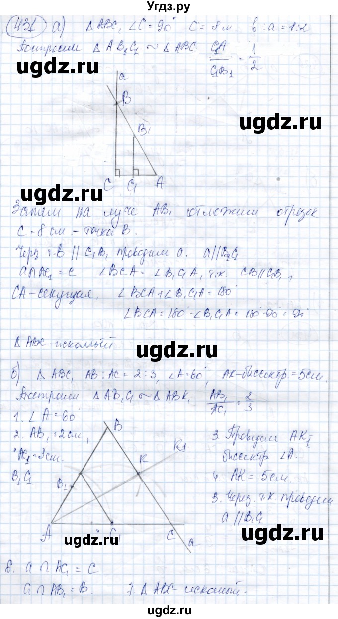 ГДЗ (Решебник) по геометрии 9 класс Солтан Г.Н. / задача / 431